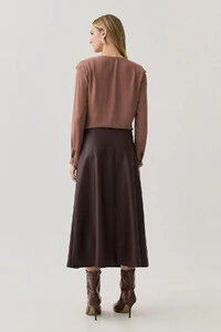 Camisa Manga Longa Punho Decote V Ombro Aba Mini Botões