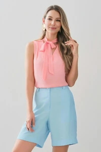 Regata Gola Baixa Laço Decote V Ombro Prega