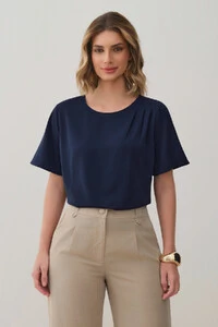 Blusa Assimétrica Pregas Ombro Esquerdo