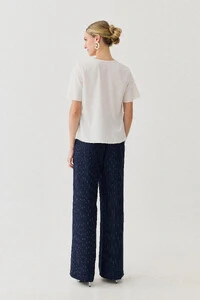 Pantalona Slim Risca de Giz Botões Gold