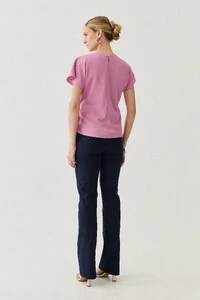Blusa Manga Morcego Evasê Cinto Embutido