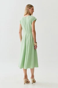 Vestido Midi Evasê Manga Morcego Decote V