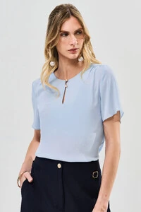 Blusa Decote Gota Gold Pérola Double Ombro Franzidos