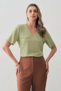 Blusa Decote V Abas