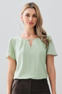 Blusa Decote Vazado Pregas Gold Double