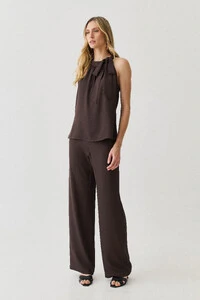 Conjunto de Blusa Regata Frente Única Laço e Calça Pantalona Slim