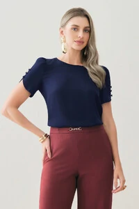 Blusa Manga Mini Botões Forrados Triple