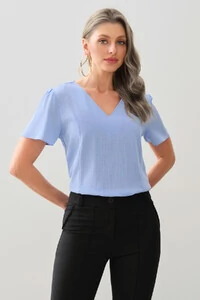 Blusa Decote V Recortes Laterais