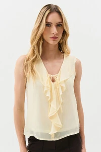 Regata de Chiffon Yoryu Decote V Babado Laço