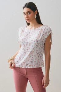 Regata Ombro Amblo Laço Puxante Floral
