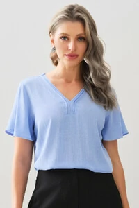 Blusa Decote V Pregas
