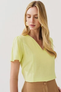 Blusa Decote V Recortes Laterais