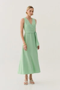 Vestido Midi Regata Transpassado de Alfaiataria Cinto
