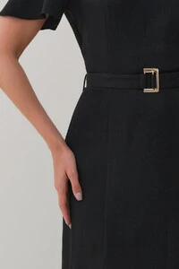 Vestsido Midi Decote V Cinto Fivela Gold
