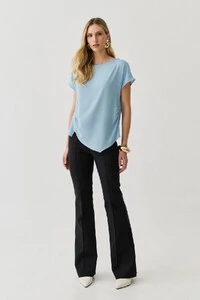 Blusa Assimétrica Manga Morcego Lateral Franzidos