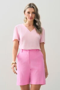 Blusa Decote V Recortes Laterais