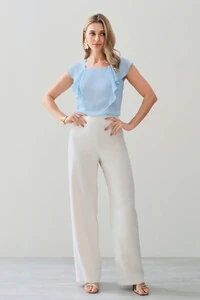 Regata Decote Quadrado Recortes Babado Laço Costas