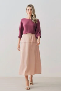 Blusa Manga 3/4 Elástico Pregas