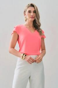 Blusa Manga Tulipa Decote V