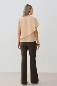 Blusa Assimétrica Dupla Transpassada Um Ombro Só Laço