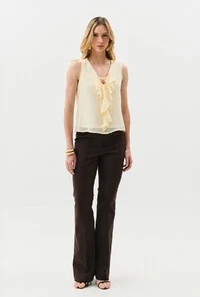 Regata de Chiffon Yoryu Decote V Babado Laço