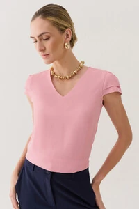 Blusa Manga Dupla Decote V