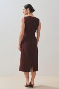 Vestido Midi Regata Decote V Recorte