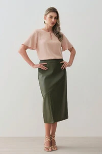 Blusa Manga Evasê Decote Vazado Gold