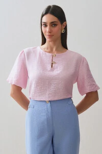 Blusa Manga Balonê Gold Double