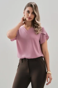 BLUSA MANGA TULIPA DECOTE V DOUBLE RECORTE