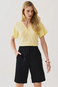 Blusa Decote V Pregas