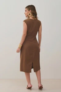Vestido Midi Regata Decote Assimétrico Franzidos