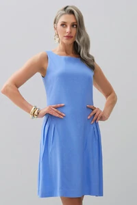 Vestido Regata de Linho Recortes Pregas Laterais