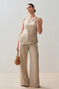 Conjunto de Risca de Giz de Regata Assimétrica Lateral Torcida e Pantalona Gold