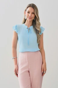 Regata Gola Baixa Laço Ombro Babado