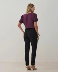 Calça Cigarrete Double Cinto Fivela Forrada Ilhós