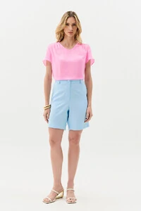 Blusa Mini Gola Franzida Ombro Franzido