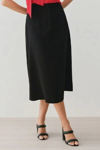 Saia Midi Evasé Botão Forrado