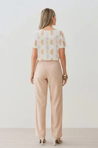 Blusa Abstrata Decote Canoa