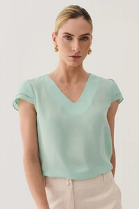 Blusa Manga Dupla Decote V