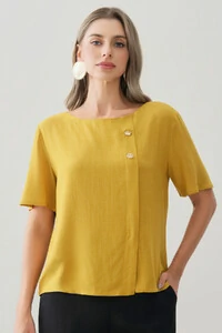 Blusa Prega Botões Gold Double