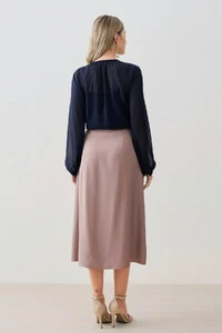 Blusa de Chiffon Yoryu Manga Longa Decote Gota Laço