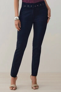 Calça Cigarrete Double Cinto Fivela Forrada Ilhós
