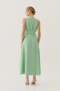 Vestido Midi Regata Transpassado de Alfaiataria Cinto