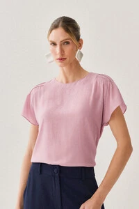 Blusa Manga Morcego Ombro Nervuras Quadruple