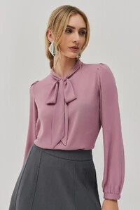 BLUSA MANGA LONGA PUNHO GOLA DOBRADA DE LAÇO