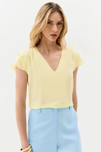 Blusa Manga Tulipa Decote V