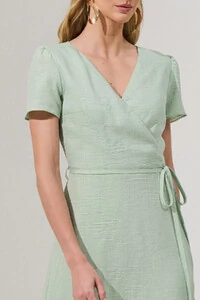 Vestido Midi Transpassado Camada Laço