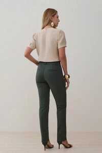 Calça Cigarrete de Alfaiataria Double Pesponto Triple Barra Fenda