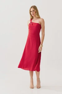 Vestido Midi Regata Assimétrico Um Ombro Só Gold